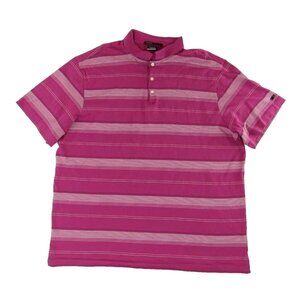 Nike Drifit Tiger Woods Golf Polo Shirt XXL Purple Pink White Striped